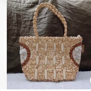 Sun sand boho beaded tote bag
